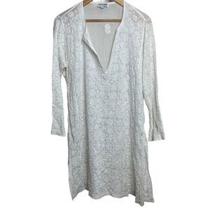 Juliet Dunn London White Embroidered Sequin Tunic Cover Up Sz. 3 (US 8-10)